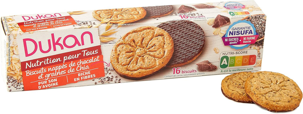 Dukan Diet Oat Bran Cookies with Chocolate Coating & Chia Seeds, 5.7 Ounce