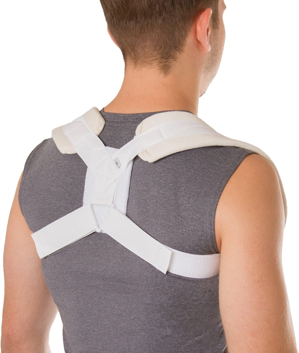 BraceAbility Clavicle Support Brace - Figure 8 Upper Back Brace Posture Corrector for Women and Men, Shoulder Straightener, Kyphosis Relief, Sling for Injuries and Fractures (Medium)