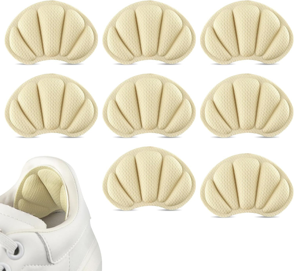 8 Pcs Back of Heel Cushion Inserts, Soft Heel Pads for Shoes, Adhesive Heel Guards Liners for Loose Shoes Too Big Boots, Heel Grips Inserts for Women Men Improve Shoe Fit