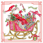 IHR Ideal Home Range Christmas Napkins Rosanne Beck - Disposable 3-Ply Paper Party Napkin Pack, Lunch Size 6.5" x 6.5", Santa Sleigh With Presents, 20-Count