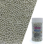 Edible Silver Pearl Sugar Sprinkles Candy 4mm Mini Pearls Cake Decorations Cupcake Toppers Cookie Decorating Perfect for Wedding Party Valentine Halloween Christmas Supplies 3OZ
