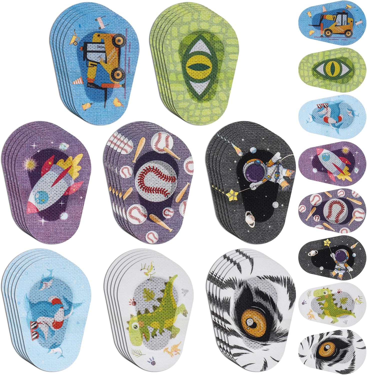 40 PCS Cute Adhesive Eye Patches Latex Free Adhesive Eye Patches Pad 8 Styles Regular Size Light Blocking Fun Cute Designs Cotton Self-Adhesive for Amblyopia Light Blocking Lazy