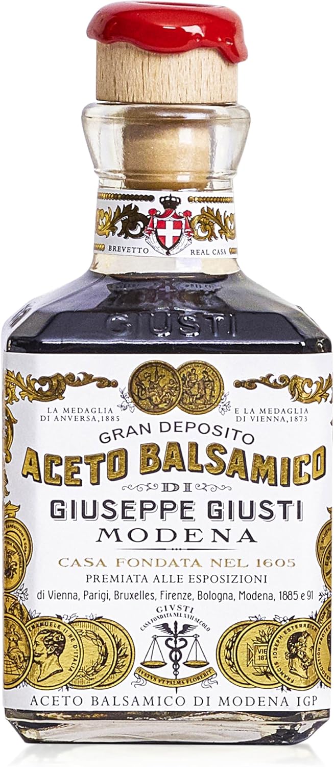 Giusti Balsamic Vinegar of Modena IGP – 2 Gold Medals Gourmet Aceto Balsamico di Modena With Rich Flavor for Salads, Marinades, Cheese & Finishing, Made in Italy – 8.45 fl oz (250 ml) - Pack of 1