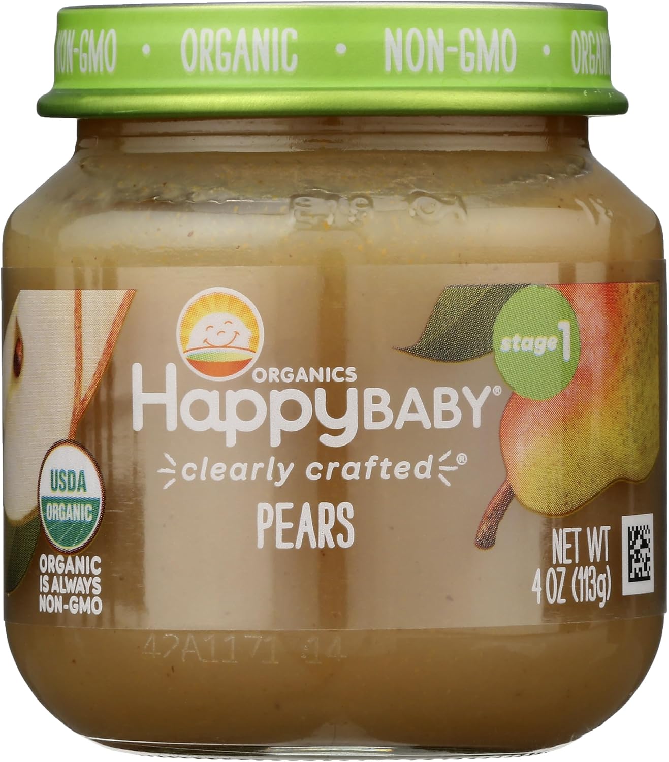 HAPPY BABY Organic Stage 1 Pears, 4 OZ