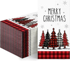 100Pcs Christmas Napkins, Disposable Decorative Christmas Tree Paper Napkins for Xmas Dinner Party Supplies, 7.87 x 4.3 Inch