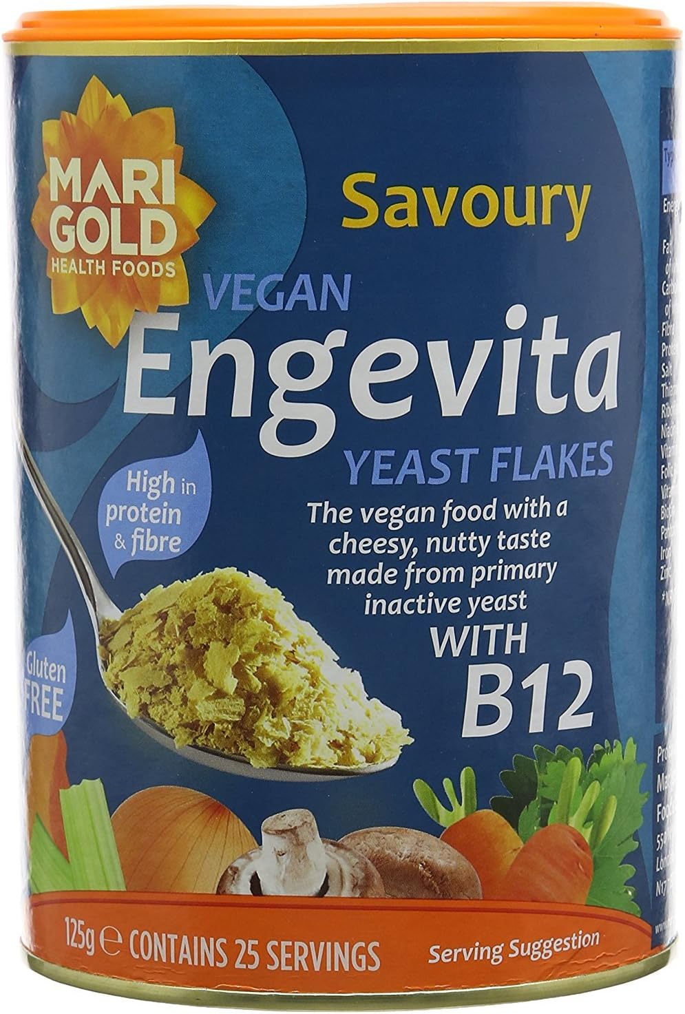 MARIGOLD HEALTH FOODS Engevita Yeast Flakes With Vitamin B12 125g (2 Pack)