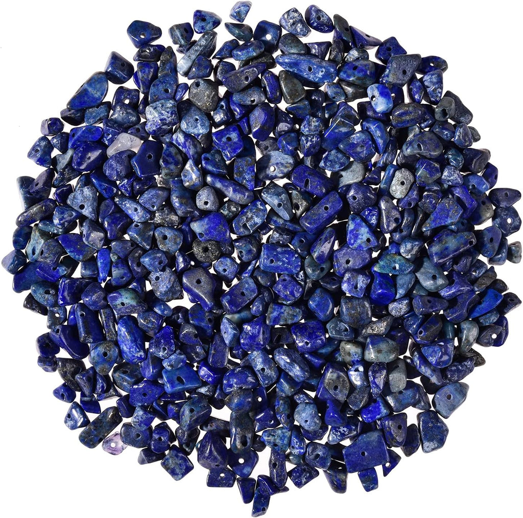 450pcs 5-8mm Natural Blue Lapis Lazuli Tumbled Chip Stone Beads Bulk Irregular Shaped Drilled Loose Gemstones Beads with Box for DIY Jewelry Making