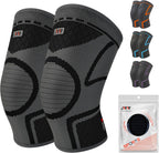 Knee Compression Sleeve 2 Pack for Men and Women, Knee Brace for Knee Pain Relief, Comfortable Support for Running, Workout Sports and Daily Wear, Meniscus, ACL and Arthritis Recovery (Black, L)
