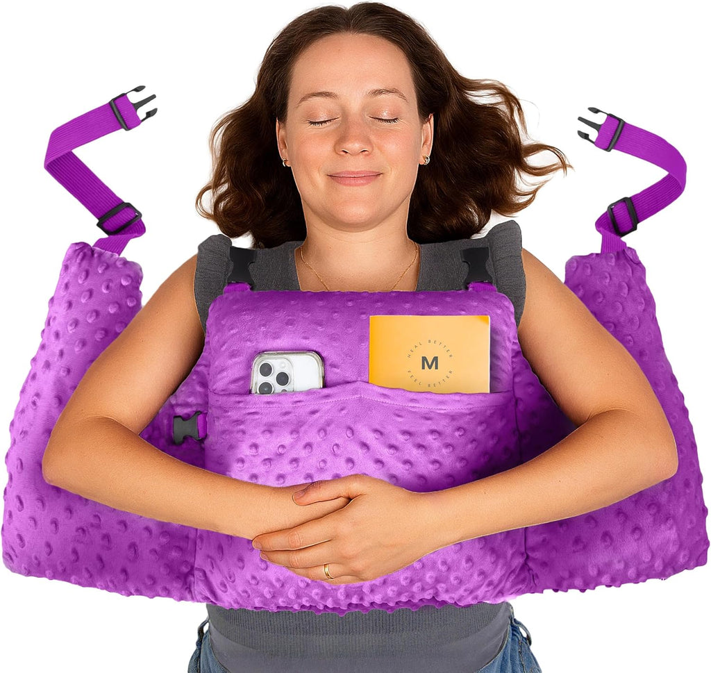 MOYOAMA Post Mastectomy Pillow – Hands-Free Protection with Secure Strap & Easy-Clean Washable Cover Breast Surgery Must Haves,Breast Reduction Recovery Supplies,Breast Augmentation,Post Op Essentials