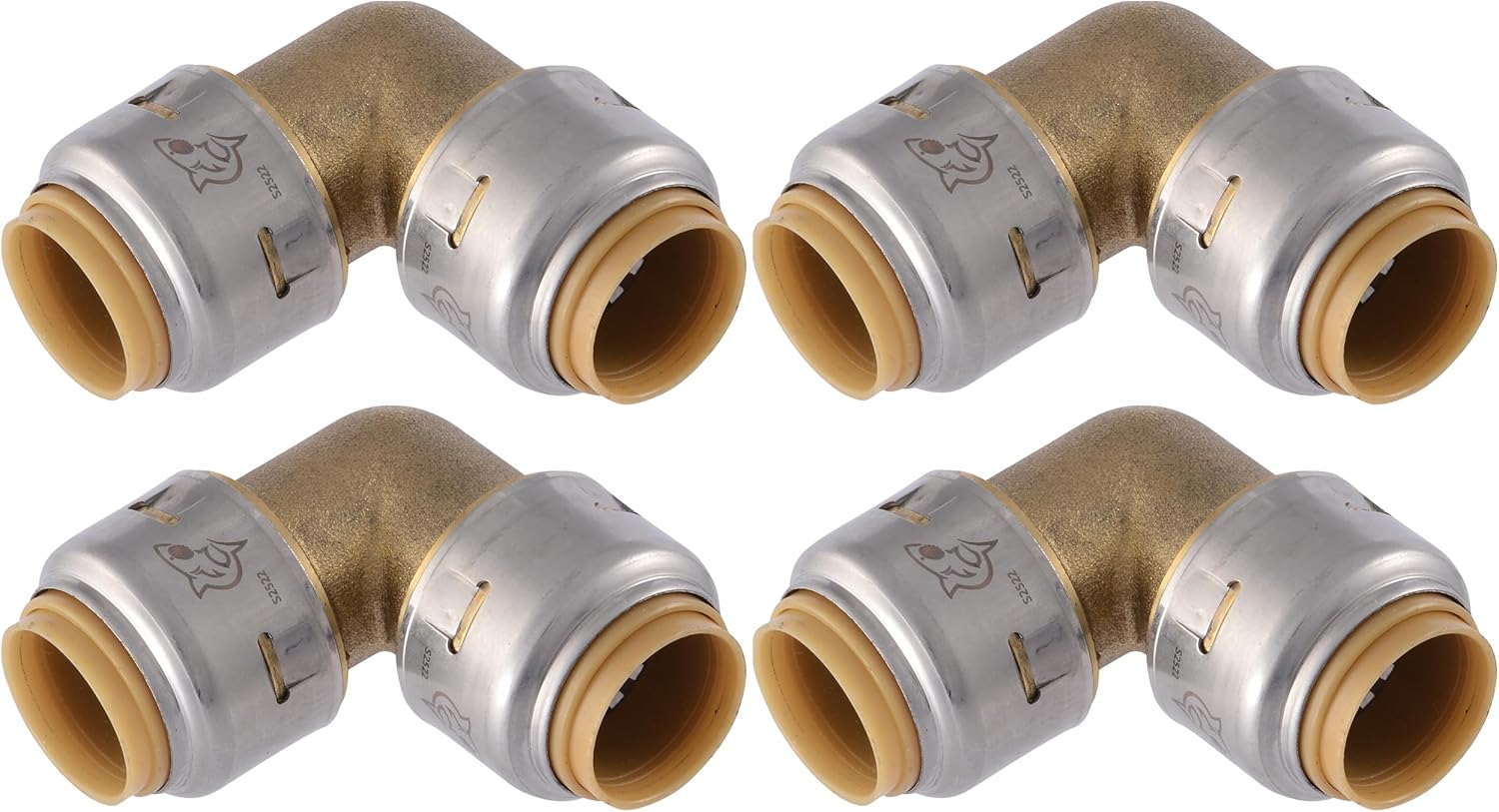 SharkBite Max 1/2 Inch 90 Degree Elbow, Pack of 4, Push to Connect Brass Plumbing Fitting, PEX Pipe, Copper, CPVC, PE-RT, HDPE, UR248A4