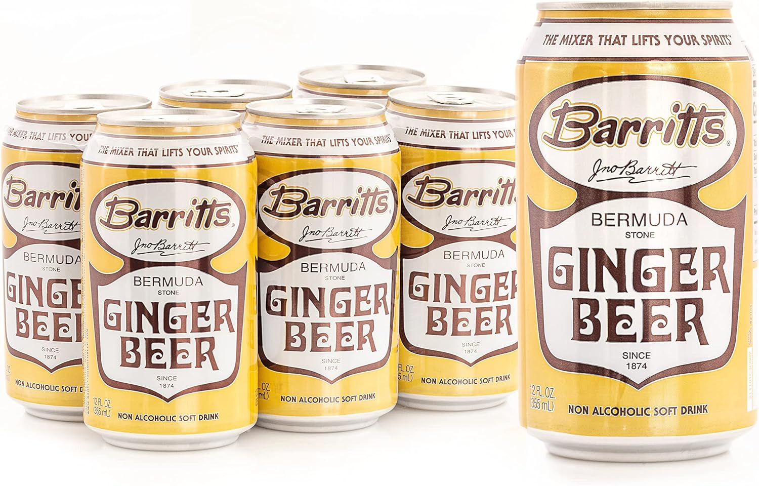 Barritt's Original Ginger Beer, Non-Alcoholic Soda Cocktail Mixer, 12 fl oz Cans, 12 Pack, Gluten Free