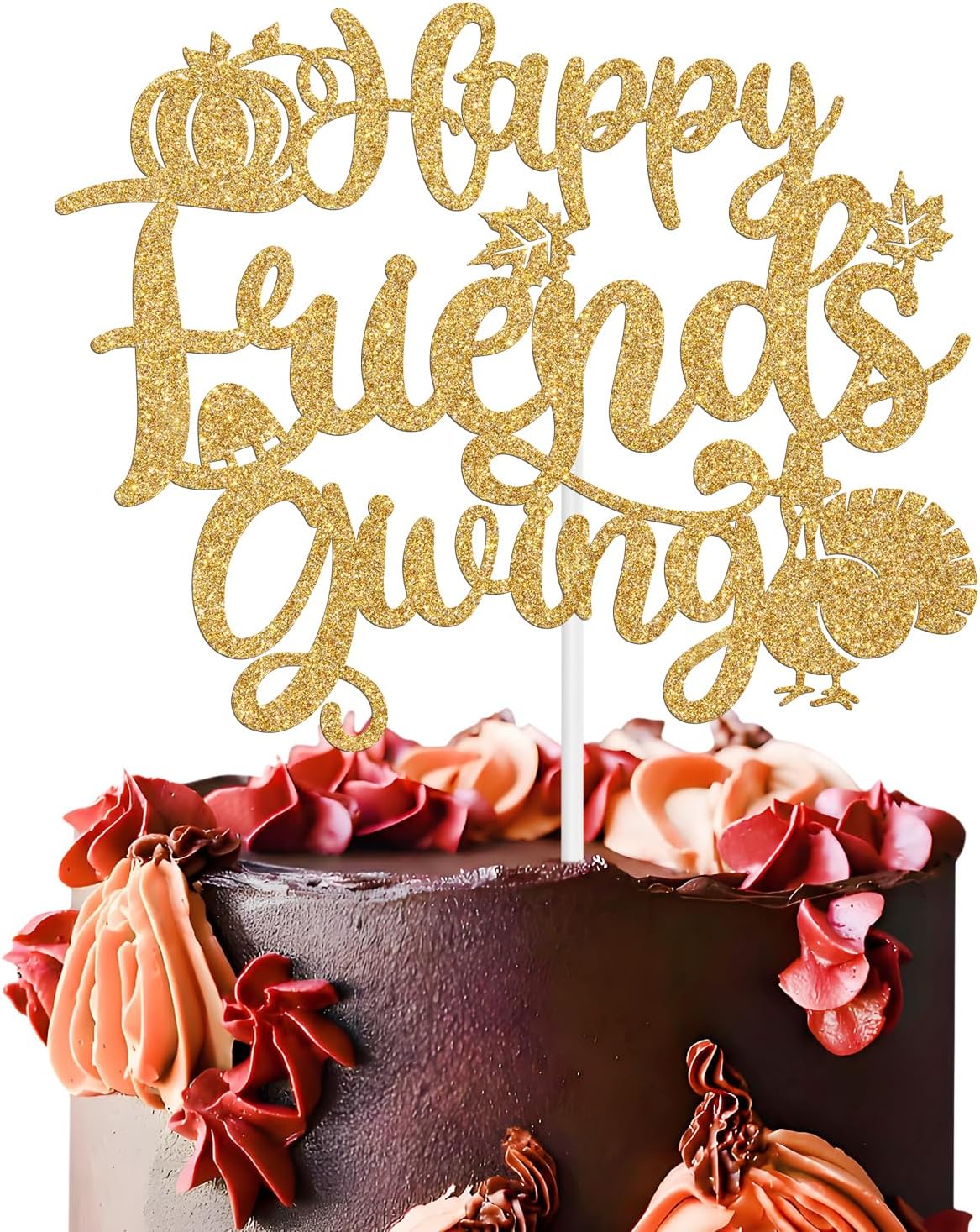 Happy Friends Giving Cake Topper, Funny Thanksgiving Turkey Cake Décor, Fall Thankful Friendsgiving Party Decorations Supplies