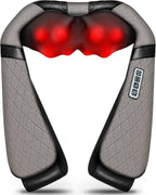Blue Elf Shiatsu Electric Neck Back Massager Pillow 3D Kneading with Heat for Shoulder, Lower Back, Foot, Leg Muscles Pain Relief Relax in Car Office and Home (Gray)