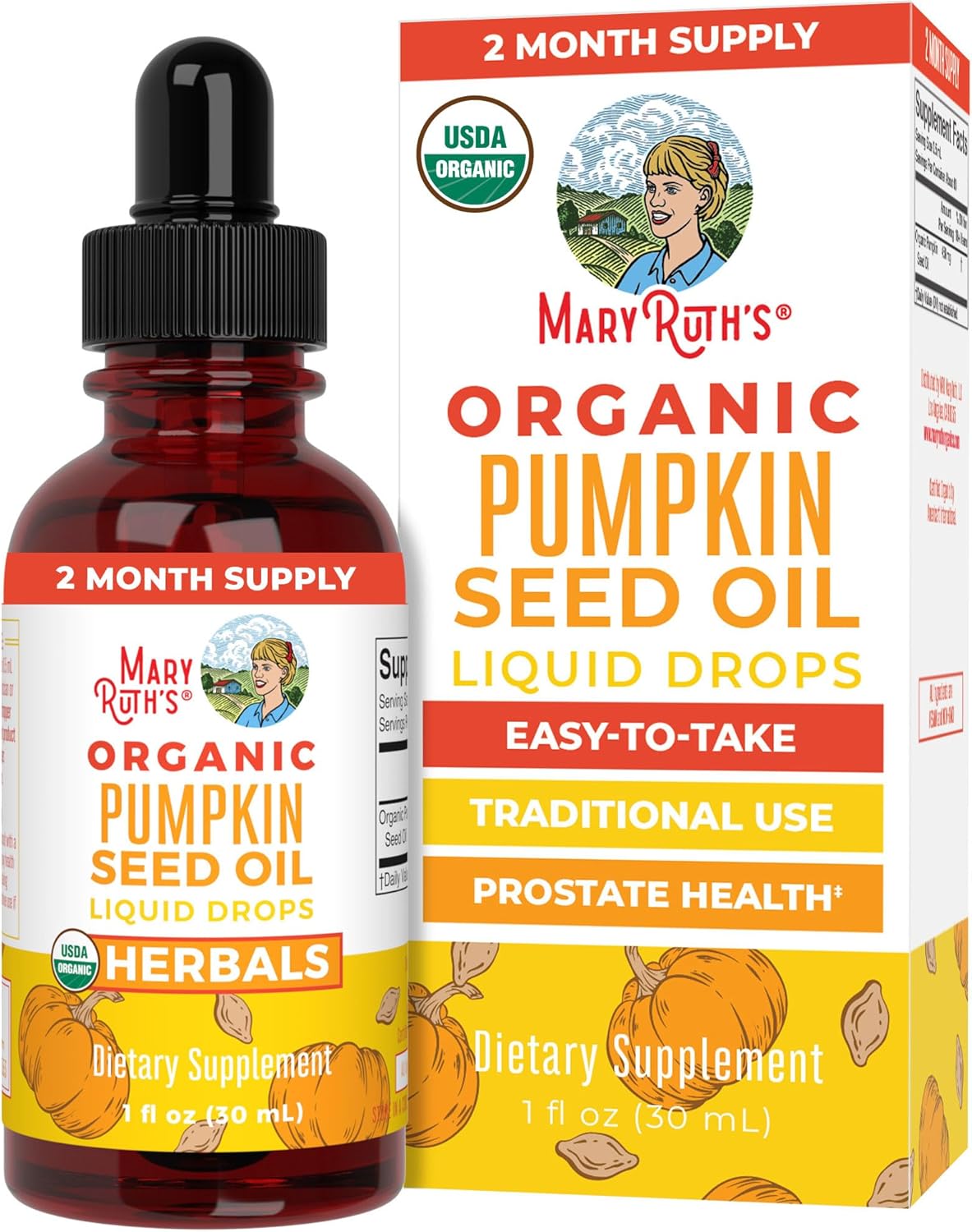 MARYRUTH'S Organics Pumpkin Seed Oil Cold Pressed | 2 Month Supply | USDA Organic Pumpkin Seed Liquid Drops for Men and Women | Urinary Health in Men | Sugar Free | Vegan | Non-GMO | 60 Servings