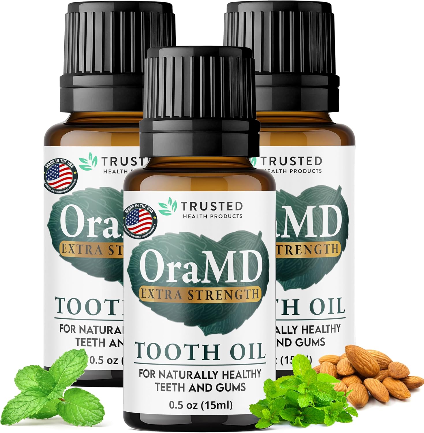 OraMD 4-in-1 Extra Strength Tooth Oil - Clinically Tested Maximum Strength Gum Disease Treatment, Gingivitis Treatment, Periodontal Disease Treatment, Sensitive Teeth and Gums - All-Natural (3 Pack)