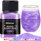NiHome Edible Food-Grade Glimmer Powder Glitter Luster Dust Metallic Food Decorating Sprinkle Glimmery Dust for Drink Wine Beverage Cake Candy Dessert Bakery Restaurant Vegan (0.18oz/5g, Purple)