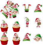 50 PCS Edible Christmas Elf Cupcake Toppers Edible Santa Hat Elf Legs Cupcake Picks Wafer Paper Merry Christmas Cake Decorations for Xmas Theme Baby Shower Kids Birthday Party Decorations Supplies