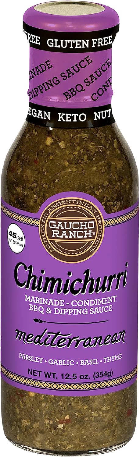 Gaucho Ranch Chimichurri Sauce Mediterranean | Chimichurri Seasoning Mix of Parsley, Basil, Garlic and Thyme | Adobo Sauce Gluten Free, Keto, Vegan | Ideal for Meat - 12.5oz