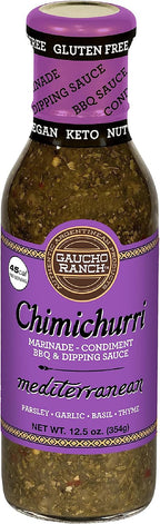 Gaucho Ranch Chimichurri Sauce Mediterranean | Chimichurri Seasoning Mix of Parsley, Basil, Garlic and Thyme | Adobo Sauce Gluten Free, Keto, Vegan | Ideal for Meat - 12.5oz