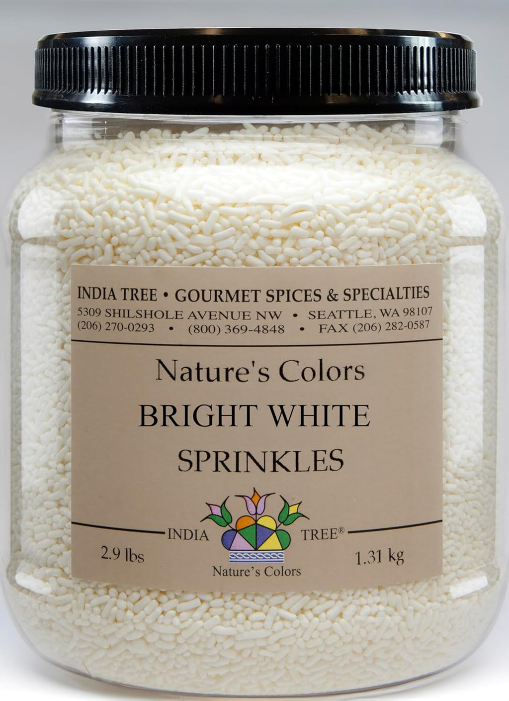 India Tree Nature's Colors Bright White Sprinkles - 2.9 lb Bulk | Natural, Non-GMO, Vegan, Top 9 Allergen-Free