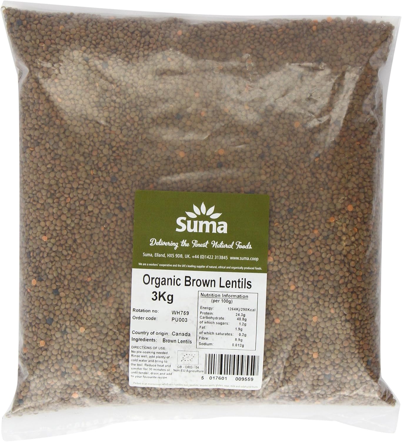 Suma - Organic Brown Lentils - 3Kg