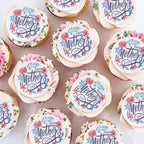40PCS Edible Floral Happy Mother's Day Cupcake Toppers Edible Mom's Day Cupcake Picks Drink Topper for Happy Mother's Day Mother Grandmother Floral Birthday Cake Cupcake Decorations