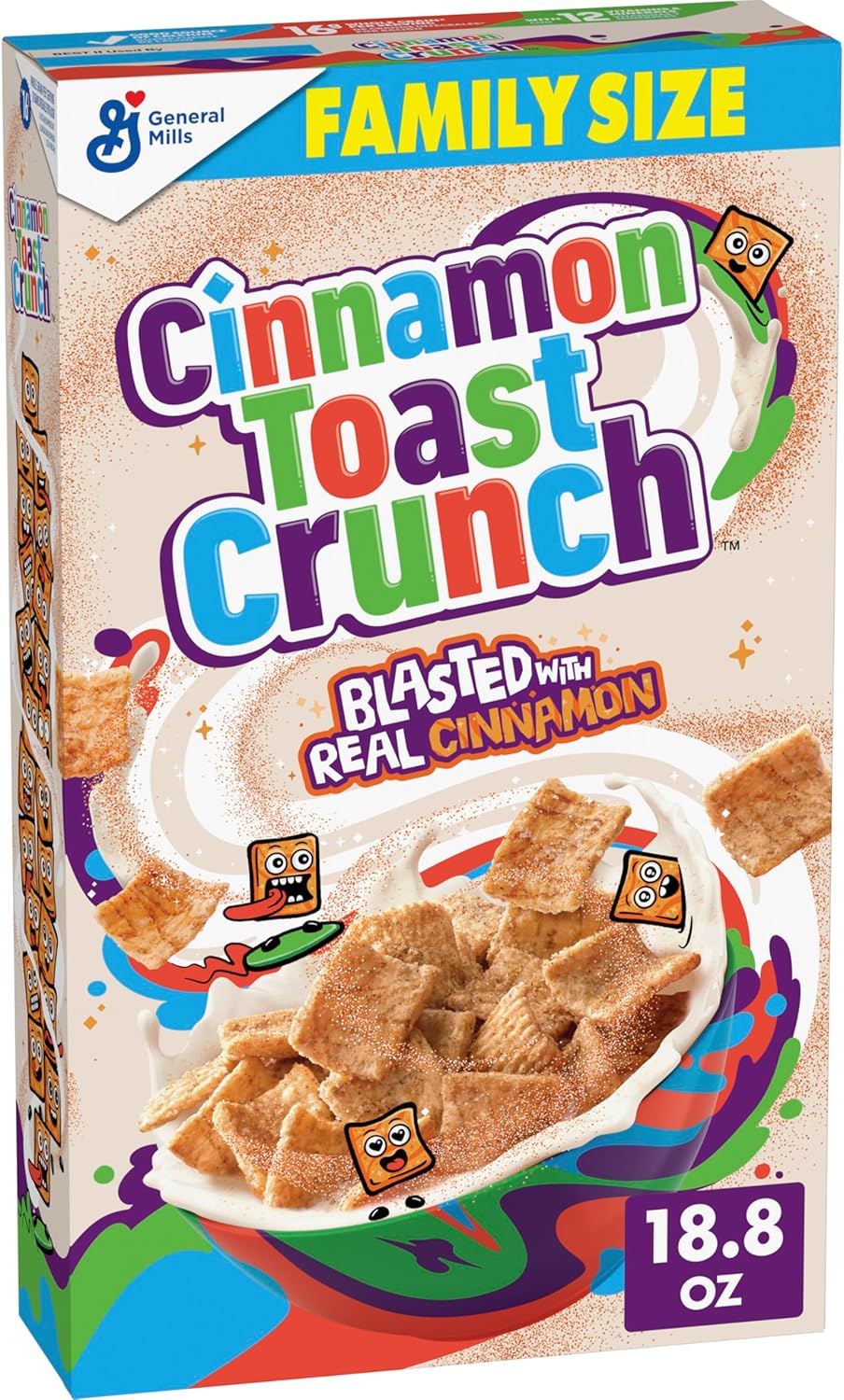 Cinnamon Toast Crunch Breakfast Cereal, Crispy Cinnamon Cereal, Family Size, 18.8 oz