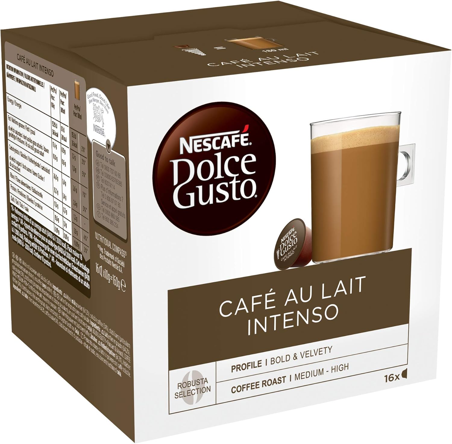 Nescafé Dolce Gusto Café Au Lait Intenso Coffee Pods, 16 count (Pack of 1)