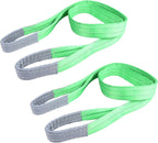 2 PCS Lifting Slings Straps Polyester Web Slings, Lift Sling Straps 3.3 FtX2 in, Polyester Lifting Sling Tow Strap Flat Eye & Eye 2PLY Straight 4409 LBS Basket 8818 LBS Choker 3527 LBS (Green)