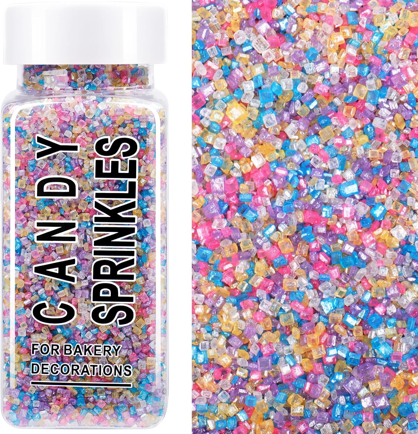 Rainbow Sprinkles, Pastel Easter Sanding Sugar Crystals, 4.6 oz Edible Sparkling Sugar for Baking Topping, Cupcakes, Cookies, Ice Cream & Cake Decorating, Wedding Party Birthday Christmas Supplies