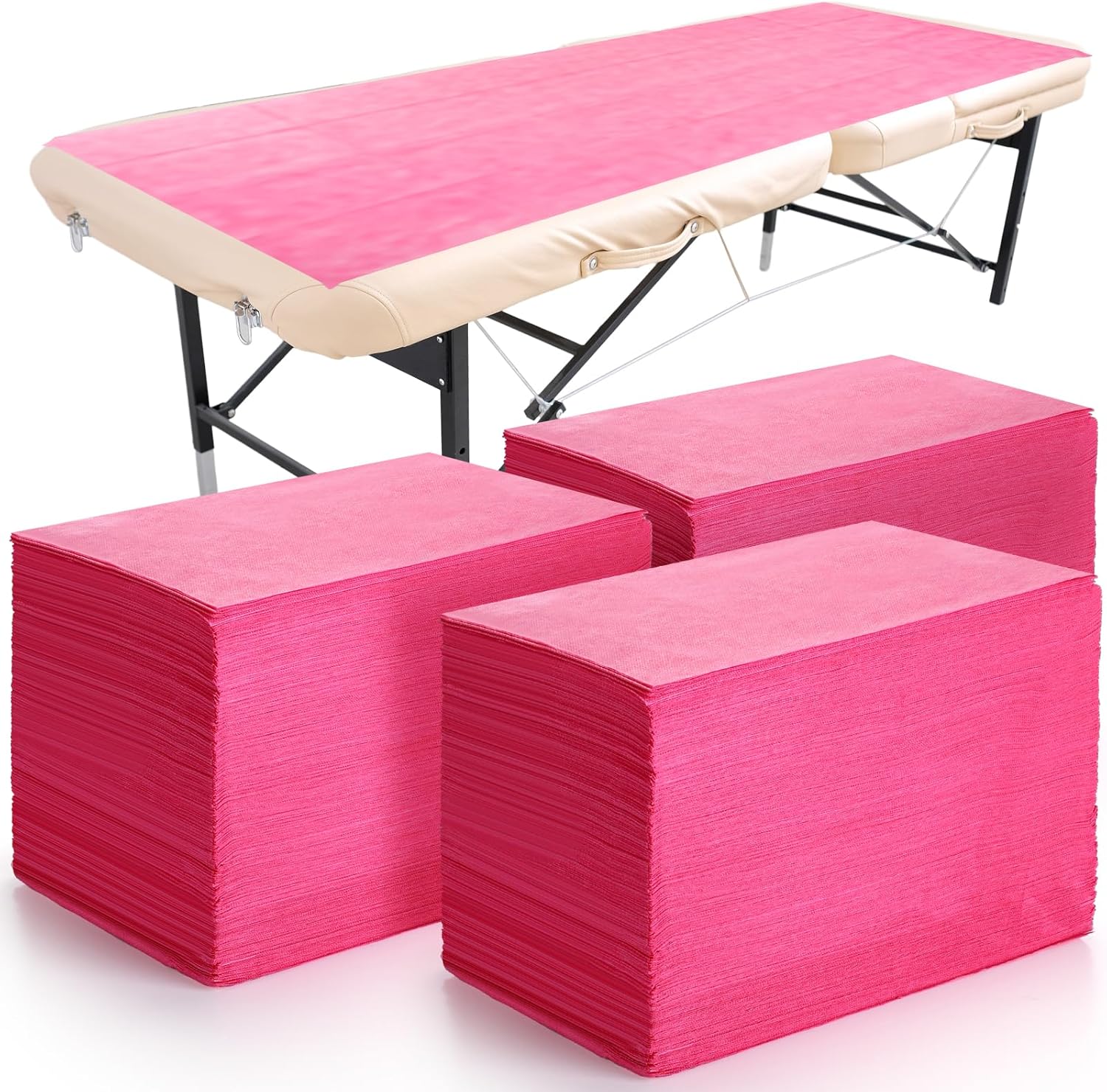 300 Pcs 31" x 71" Massage Table Sheets Waterproof Disposable Bed Sheets Soft Non Woven Fabric Tattoo Breathable Spa Bed Cover for Esthetician Beauty Salon Chair Hotel, Pink