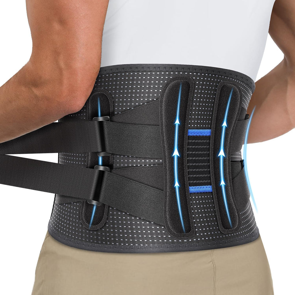 Fit Geno Back Brace for Lower Back Pain Relief - Lumbar Support for Men & Women, Supportive Breathable and Adjustable Weight Lifting Belt for Herniated Discs, Heavy Lifting - M