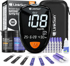 M26-K Blood Glucose & Ketone Testing Kit, 35 Safety Lancets, 25 Glucose Strips, 10 Ketone Strips, Travel Case, Glucose Control Solution, 2-IN-1 Glucose Ketone Meter, Home Use, No Coding, Large Display