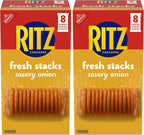 RITZ Fresh Stacks Savory Onion Crackers, Travel Snacks, 11.5 oz (8 Multi Snack Packs) (Pack of 2)