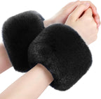 SATINIOR Faux Fur Short Wrist Cuff Winter Fuzzy Wrist Cuff Warmers for Women Girls Favors