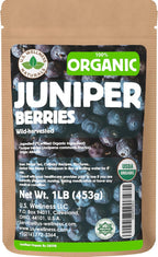 Juniper Berries - 16Oz (Real Wild Harvest) | 100% USDA Certified Organic | Bulk Juniper Berry (juniperus communis fructus) | Herbal Infusion| Cooking Meat | Seasoning Beef, Pork, Turkey Brine, Soups, Syrups and Tea | Wildcrafted in Albania