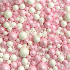 Sprinkles Edible Pink White Pearl Sugar Sprinkles Candy 142g/5.01oz Mix Size Pink White Pearls Baking Cupcake Toppers Cookie Ice Cream Decorations for Wedding Parties Valentines Day