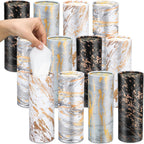 Thenshop 12 Pack Car Tissue Holder 3 Ply Facial Tissue Bulk Marble Modern Tissues Cylinder Travel Round Boxes Fits Car Cup Holders Small Tissues Container for Home Bathroom Everyday Refill