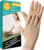 2 Pairs Arthritis Gloves Fingerless Compression Gloves for Relieve Rheumatoid Arthritis, Osteoarthritis, Carpal Tunnel, Joint Pain for Women and Men to Daily Work (Coffee, Medium)