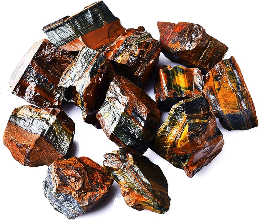 Raw Crystals, Large 1.2-2.0" Healing Crystal Natural Rough Stones for Intuition,Chakra,Meditation,Decoration,Polishing,Energy Work (Tiger's Eye, 3.5oz-1.2-2.0"raw Crystals)