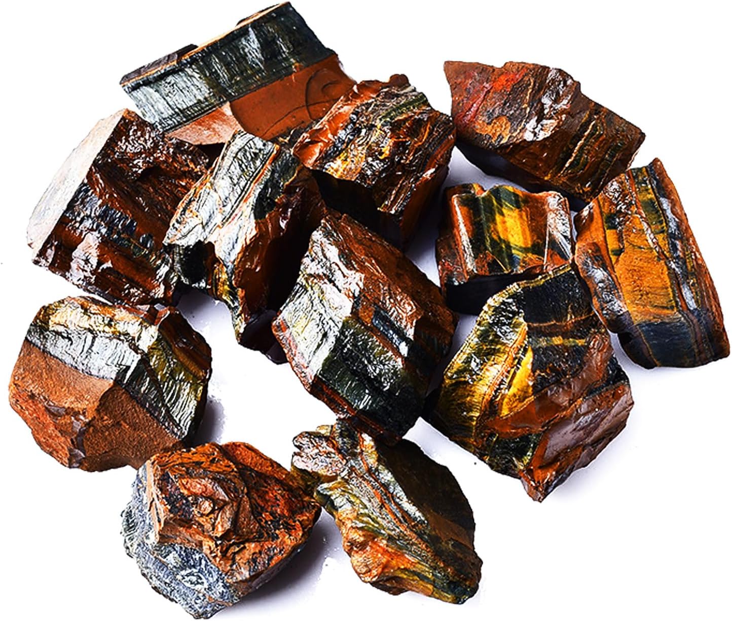 Raw Crystals, Large 1.2-2.0" Healing Crystal Natural Rough Stones for Intuition,Chakra,Meditation,Decoration,Polishing,Energy Work (Tiger's Eye, 3.5oz-1.2-2.0"raw Crystals)