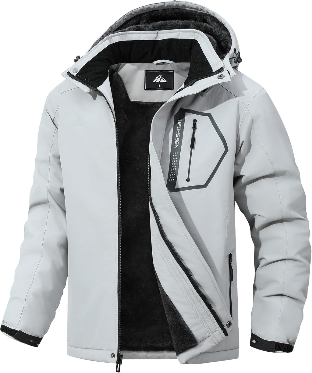 Men's Waterproof and Windproof Ski Jacket, Winter Raincoat with Multiple Pockets, Suitable for Out