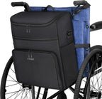 Ytonet Wheelchair Bag, Wheelchair Storage Bag to Hang on Back Walker Accessories Insulated Pockets Removable Shoulder Strap 3 Ways Carry Easy Install, 16" L x8.5 W x 17" H Black
