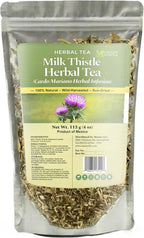 Milk Thistle Herbal Tea – Cardo Mariano (Silybum marianum) – Jumbo Size - Net Wt. 113 g (4 oz) – 100% Natural, Sun-Dried, Wildcrafted, No Additives, No Preservatives – Traditional – Caffeine-Free Herbal Infusion