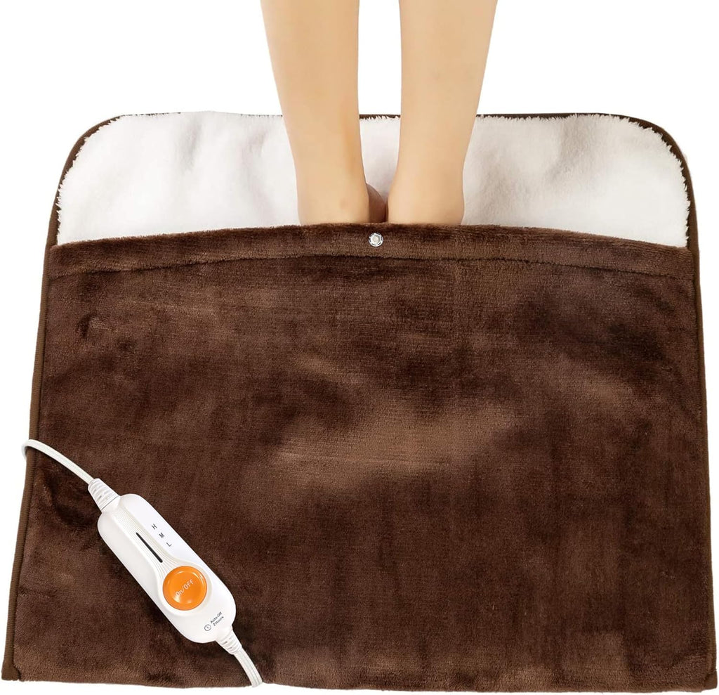 Gintao Electric Heated Foot Warmers for Men and Women,Foot Heating Pad Electric with Fast Heating Technology,Heating Pad Feet Warmer Auto Shut Off with 3 Temperature Setting,22×20 inches,Brown