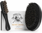 Beard Brush for Men - Natural Boar Bristle Beard Brush Kit - Soft Small Mustache Brush for Men - Premium Travel Grooming Set by Hunter Jack