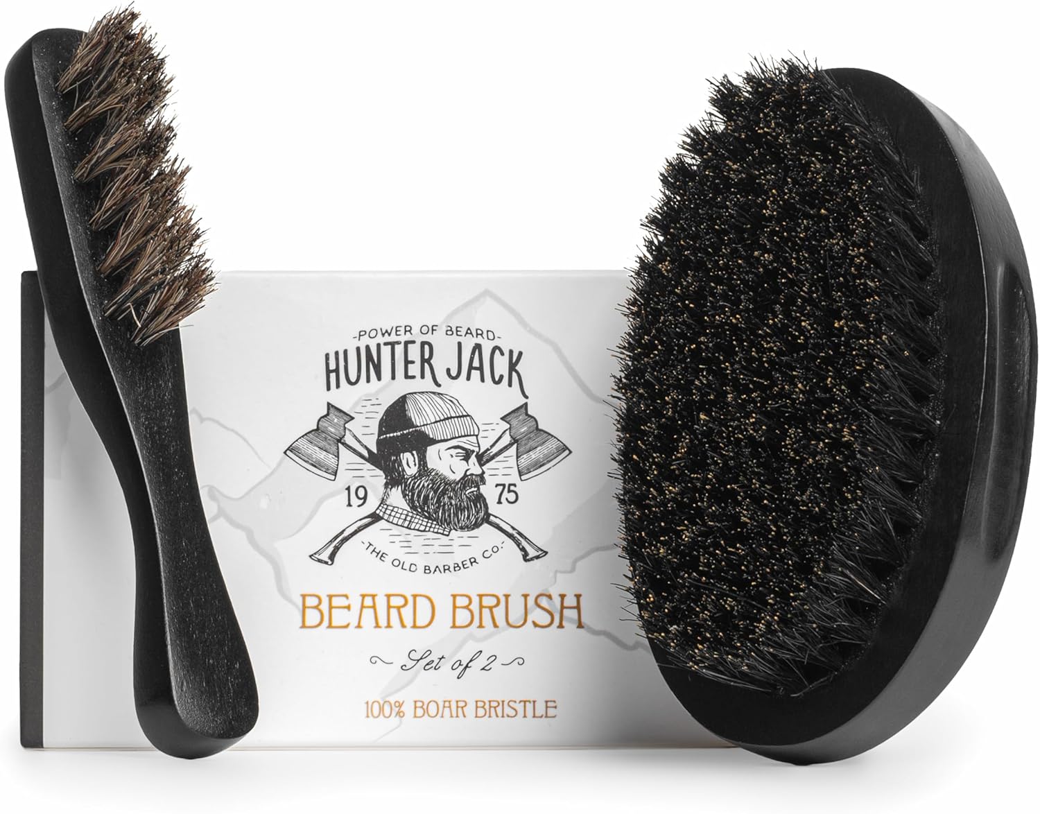 Beard Brush for Men - Natural Boar Bristle Beard Brush Kit - Soft Small Mustache Brush for Men - Premium Travel Grooming Set by Hunter Jack