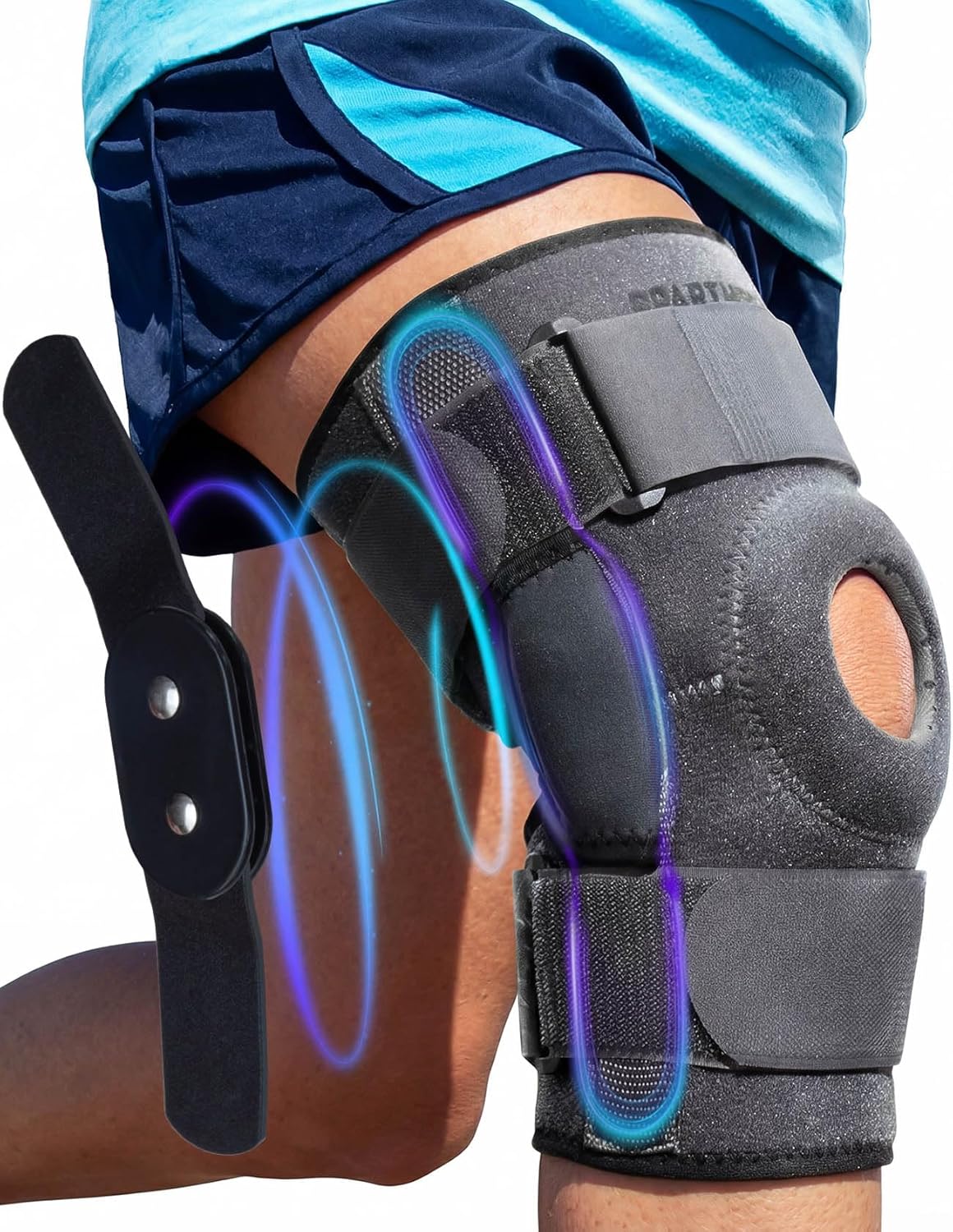 Sparthos Knee Brace - Heavy-Duty Hinged Support for ACL, MCL, Meniscus Tear, Arthritis, Tendonitis Pain - Open Patellar - 4-Strap Adjustable, For Men and Women, Check Size Chart (Small, 11-12½″ Thigh)