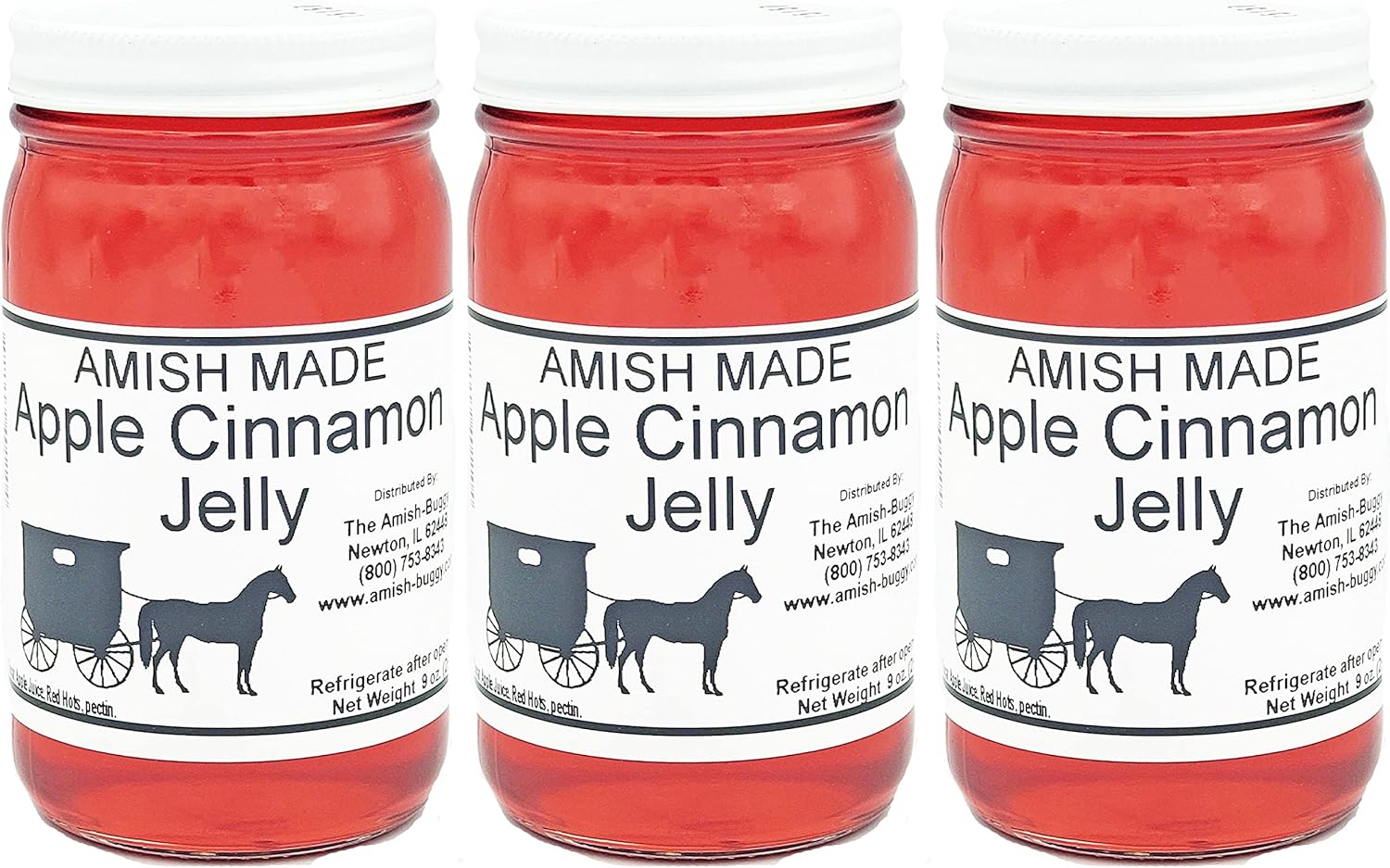Amish Jelly, Apple Cinnamon- 8 Oz Set of 3 Jars Made by Arndts Fudgery