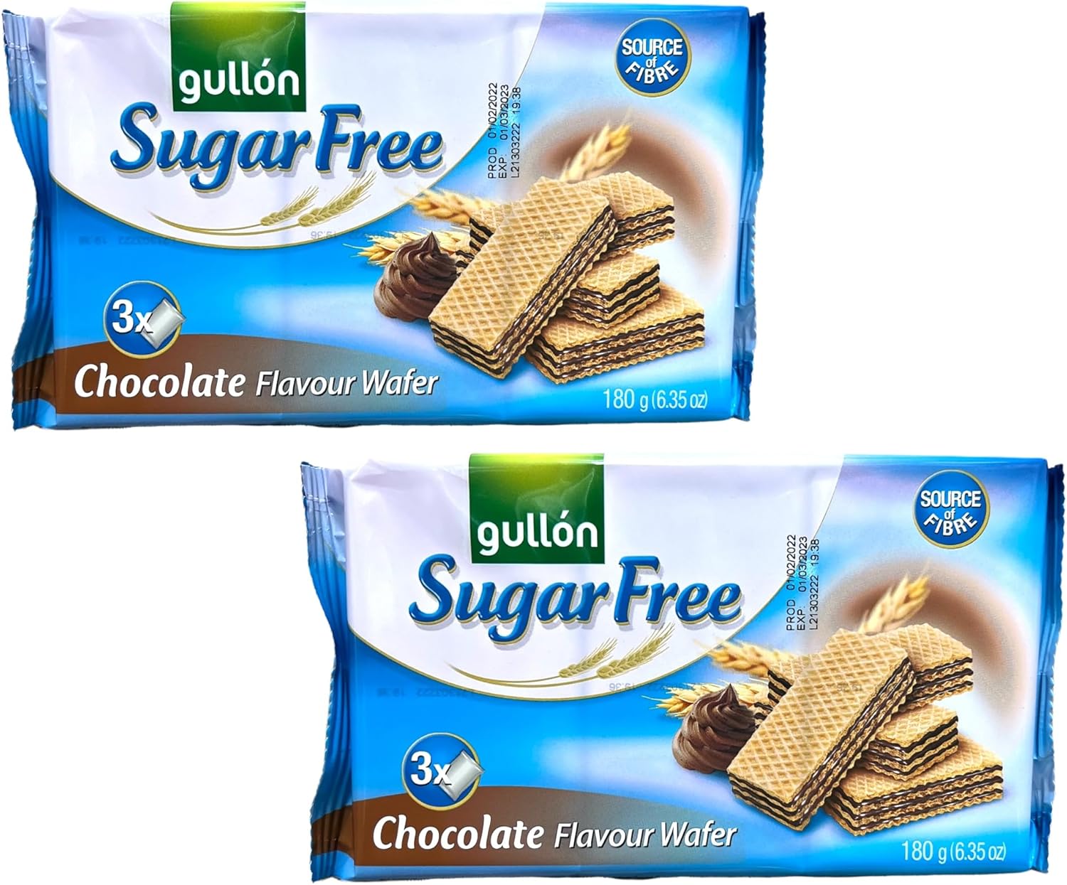Gullon Sugar Free Chocolate Wafer 180g | Not A Reduced calorie Food | Kid Friendly Snack | Product From Spain | Healthy Twist To A Classical Taste (Sugar Free Chocolate Wafers 180g, 2 Pack)